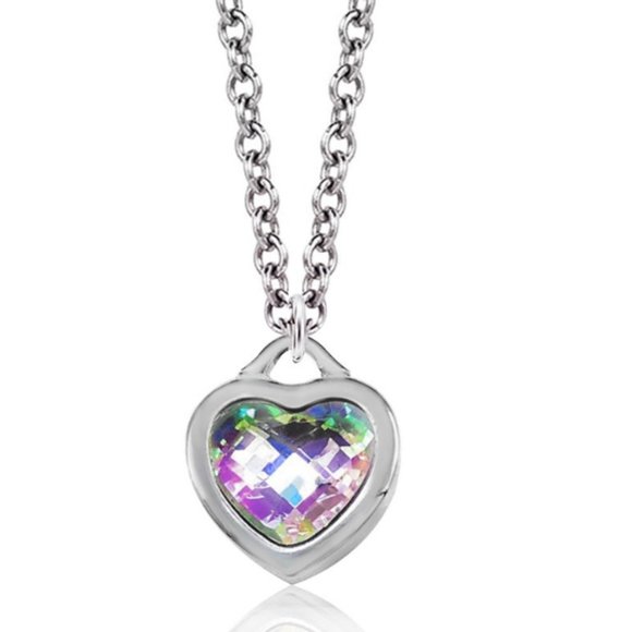 Crystal AB Heart Necklace made with Swarovski Crystals - Picture 1 of 7